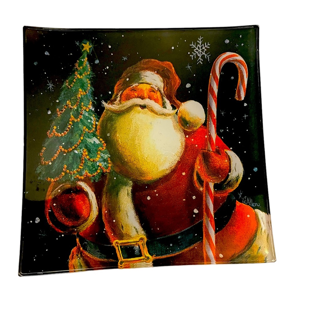 Glass Santa Dish 6” square